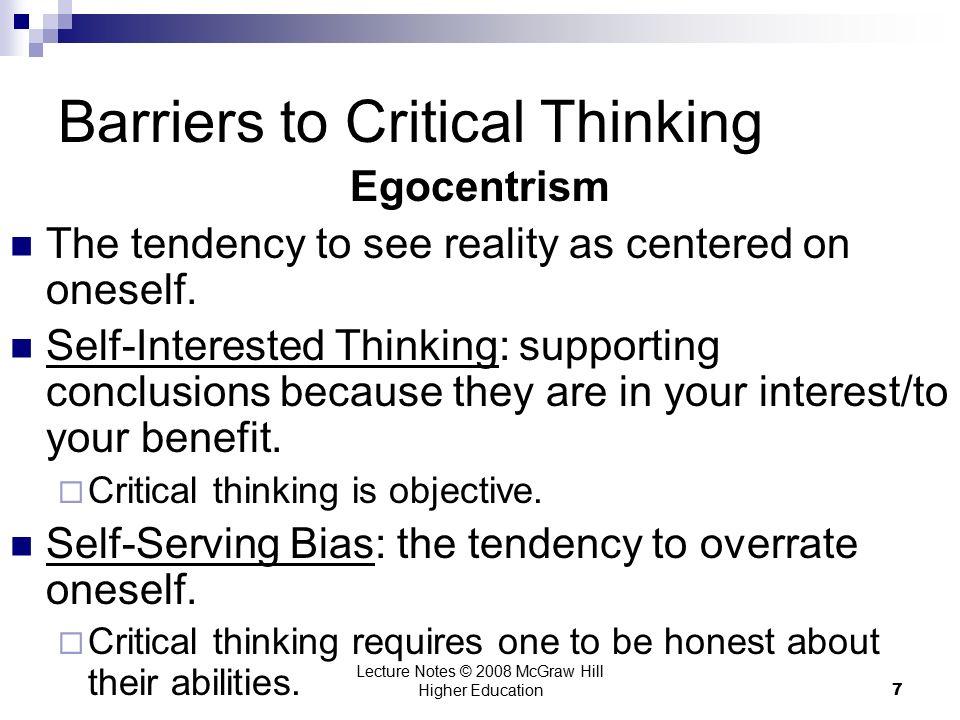 What is critical thinking in higher education